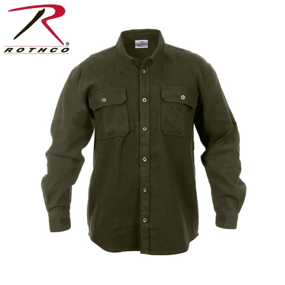 Rothco Heavy Weight Solid Flannel Shirt - Olive Drab, Large