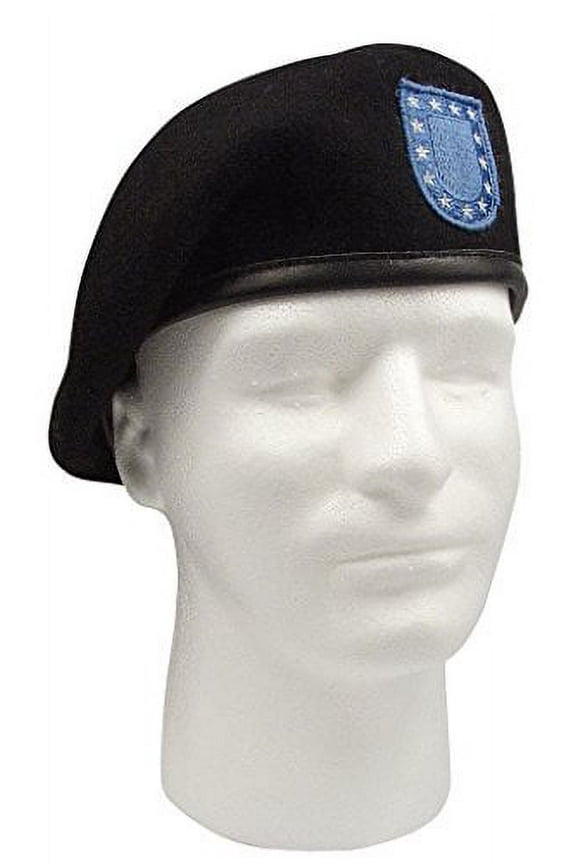 Inspection Ready Black Beret with Flash, 7 1/8
