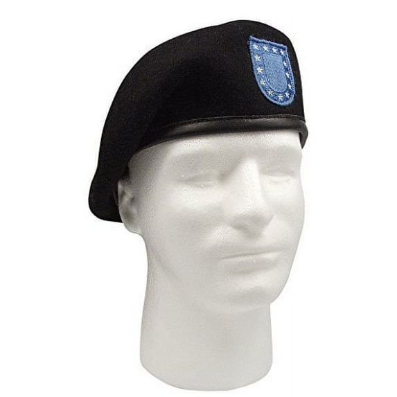 Rothco Inspection Ready Black Beret with Flash, 7 1/8