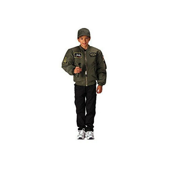 Rothco 8305 Unisex Kids Flight Jacket with Patches, Sage Green - Small