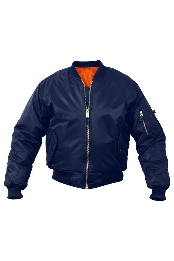 14608 Men Kids MA-1 Flight Jacket, Navy Blue - Medium