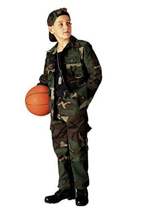 6962 Men Kids Camo Battle Dress Uniform Shirt, Woodland Camo - Size 8