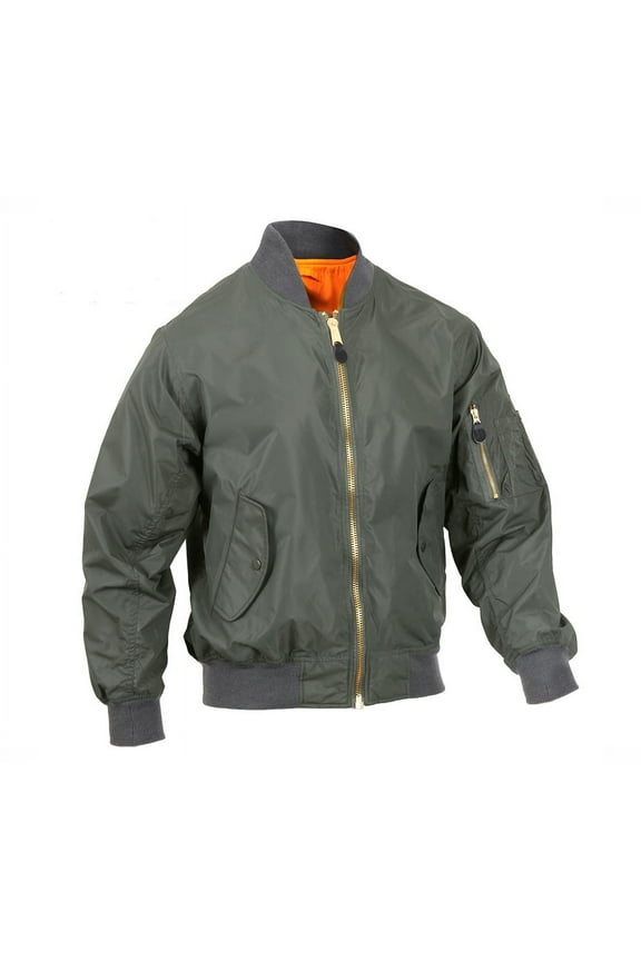 16497 Lightweight Enhanced Nylon MA-1 Flight Jacket, Sage Green - 2XL