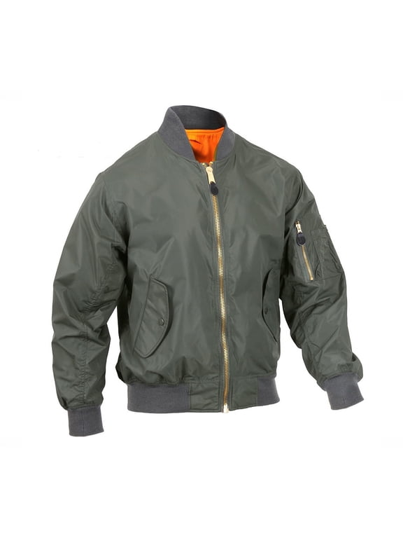 16497 Lightweight Enhanced Nylon MA-1 Flight Jacket, Sage Green - 2XL