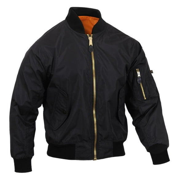 Rothco Lightweight MA-1 Flight Jacket, Military Bomber Jacket, Black