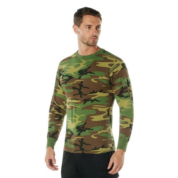 Rothco Long Sleeve Camo T-Shirt, Woodland Camo, M
