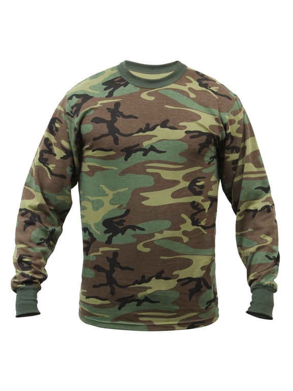 Long Sleeve Camo T-Shirt,Woodland Camo