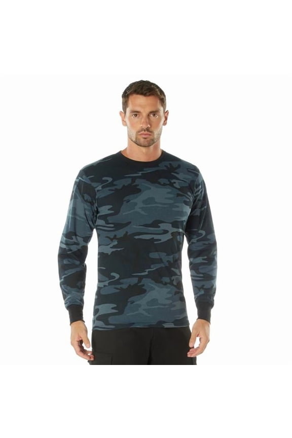 Long Sleeve Color Camo T-Shirt,Midnight Blue Camo
