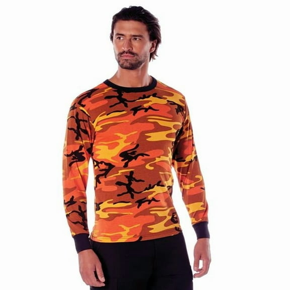 Rothco Long Sleeve Color Camo T-Shirt,Savage Orange Camo