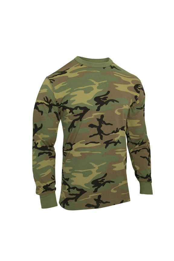 Long Sleeve Vintage T-Shirt - Woodland Camo,S