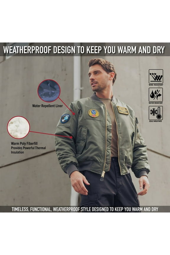 MA-1 Flight Jacket w/ Patches - Mens, Sage Green, Extra Large, 7240-SageG