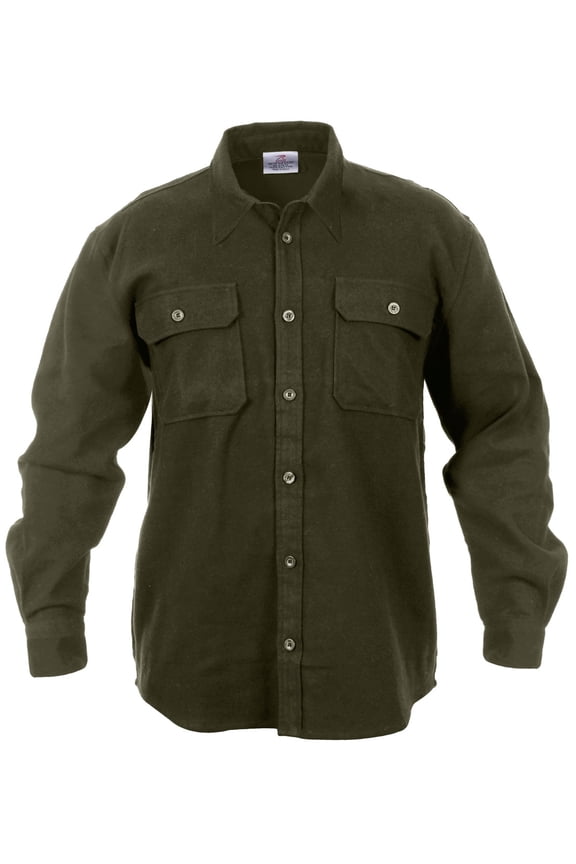 Heavy Weight Solid Flannel Shirt - Olive Drab, 2X-Large
