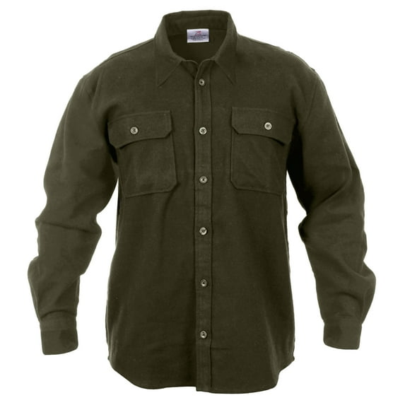 Rothco Heavy Weight Solid Flannel Shirt - Olive Drab, Medium