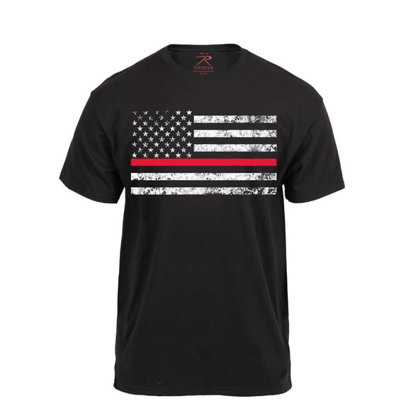 Rothco Men's Thin Red Line Flag Short Sleeve Tee, Black, Medium
