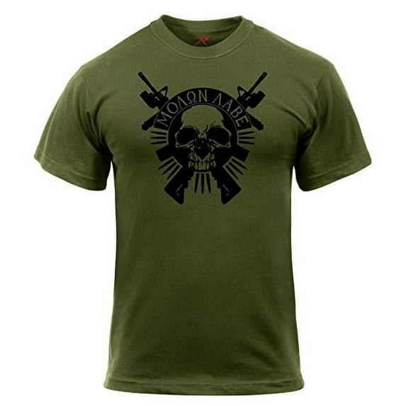 Rothco Mens Molon Labe Skull T-Shirt Olive Drab 2917 2918