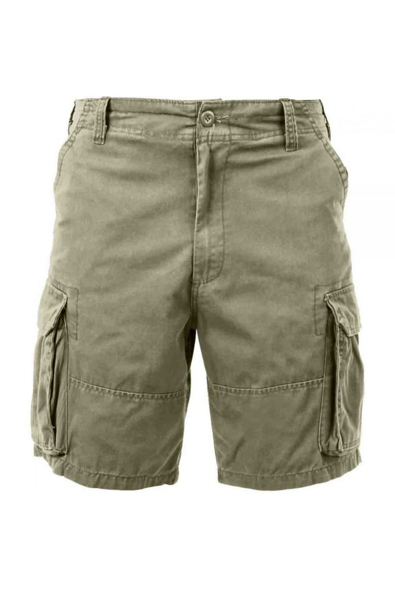 Mens Vintage Solid Paratrooper Cargo Shorts Cargo Shorts, Adult, Khaki, L