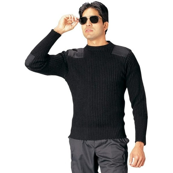 Rothco Military Style Wool Commando Sweater Black Size 36