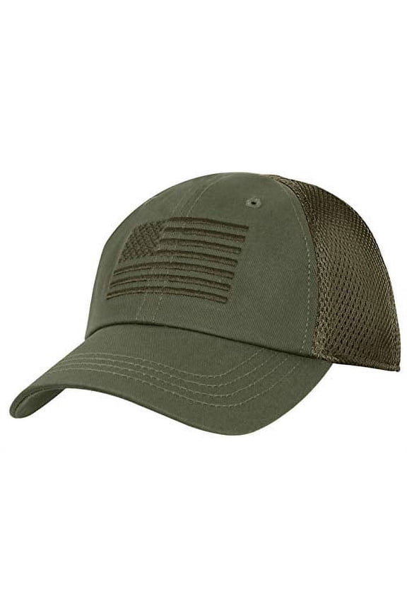 Multicam Mesh Back Cap With Embroidered US Flag, Olive Drab, 522