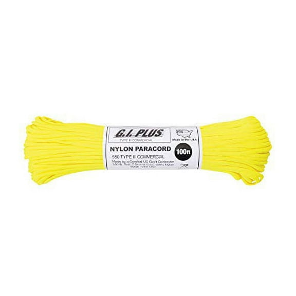 Rothco Nylon Paracord Type III 550 LB, Neon Yellow, 100'