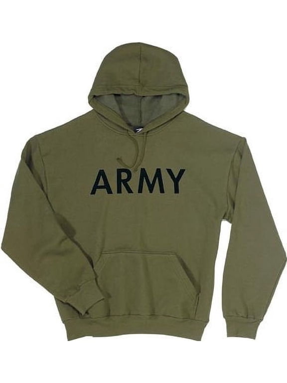 Rothco 10636 Army PT Pullover Long Sleeve Hooded Sweatshirt, Olive Drab - Medium