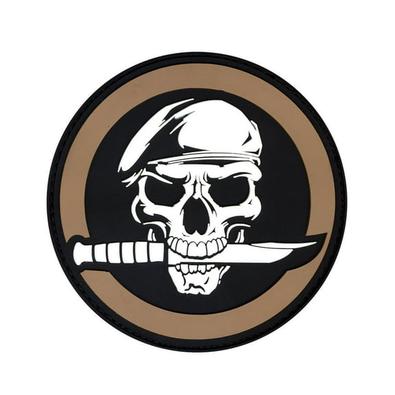 Rothco PVC Military Skull/Knife 2.75" Patch, Coyote Brown