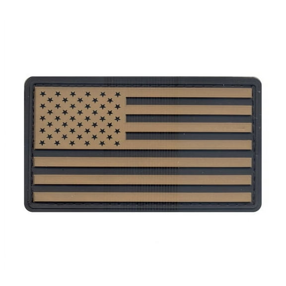 Rothco PVC US Flag Patch with Hook Back, Khaki/Black
