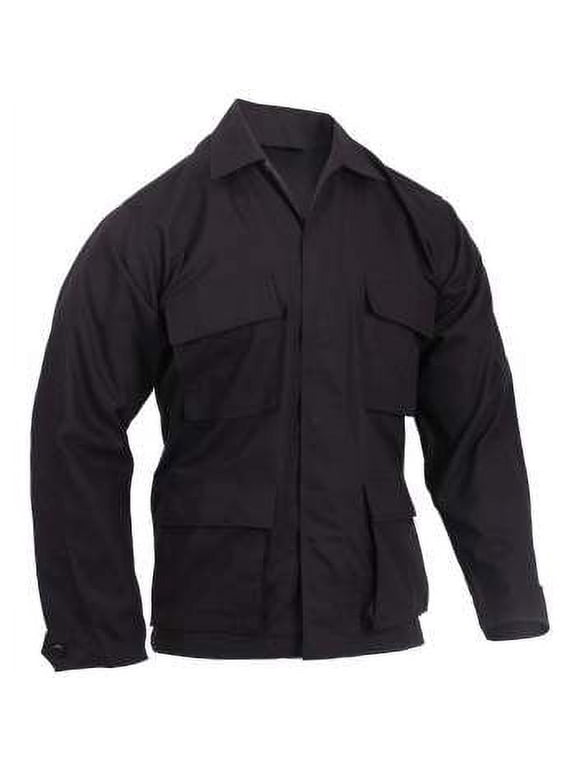 Rip-Stop B.D.U. Shirt (100% Cotton Rip-Stop), Black, S
