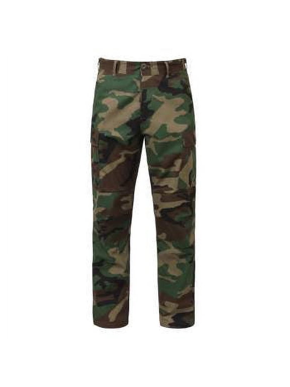 Rip-Stop BDU Pants, Woodland Camo, XL - Short (39"-43" Waist)