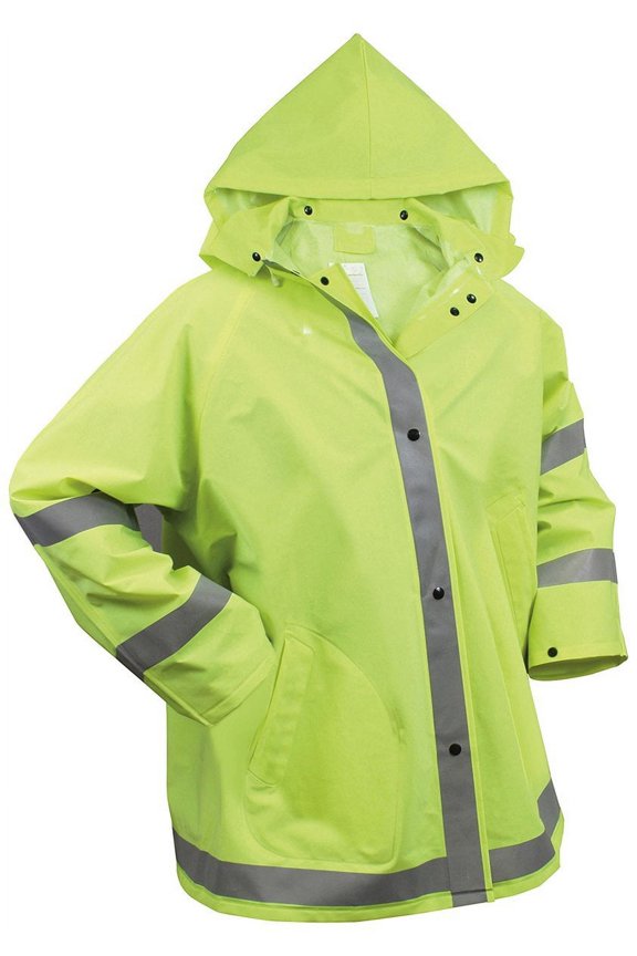 Safety Reflective Rain Jacket - Safety Green, X-Large