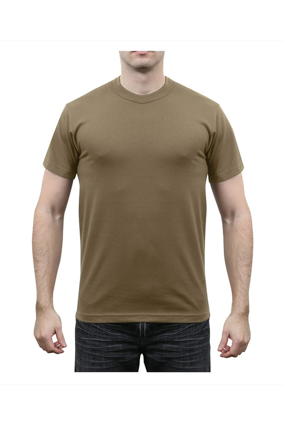 Solid Color T-Shirt with Cotton / Polyester Blend,Brown