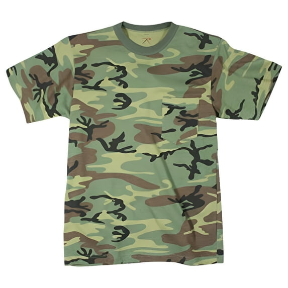 Rothco 7308 Men Woodland Camo Short Sleeve T-Shirt with Pocket - 3XL