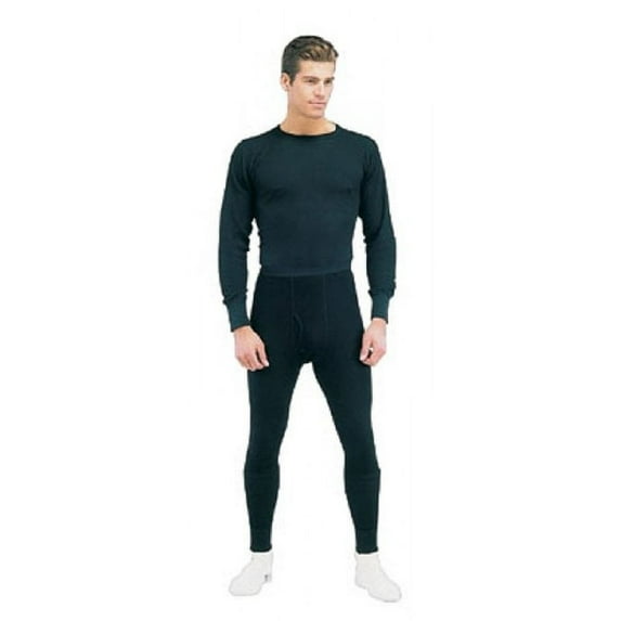 Rothco 6519 Men Thermal Knit Underwear Long Sleeve Top T-Shirt, Black - Large