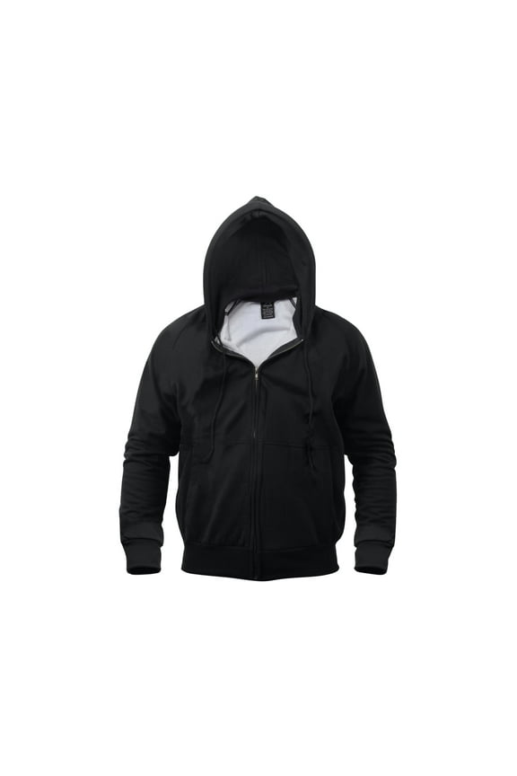 6341 Men Thermal Lined Full-Zip Hoodie, Black - Small