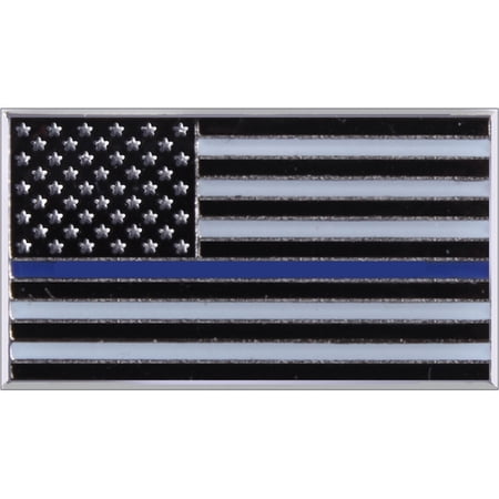 Thin Blue Line "Support the Police" US Flag Pin