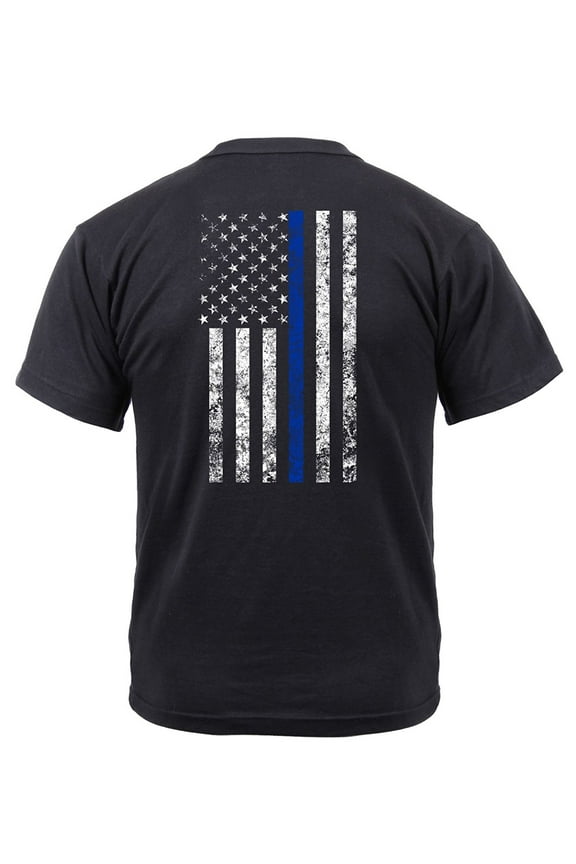 Thin Blue Line Shield T-Shirt - Black, 2X-Large