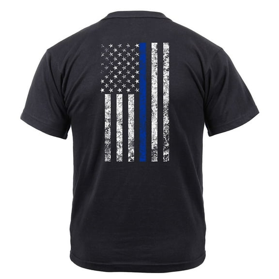 Rothco Thin Blue Line Shield T-Shirt - Black, X-Large