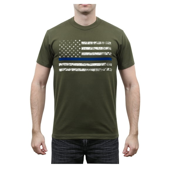 Rothco Thin Blue Line T-Shirt, Olive Drab