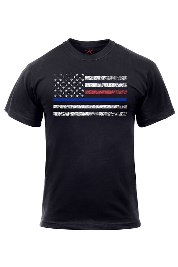 Thin Blue Line Thin Red Line T-shirt Black 61660