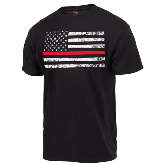 Rothco 16580 Thin Red Line Flag Short Sleeve T-Shirt, Black - Large