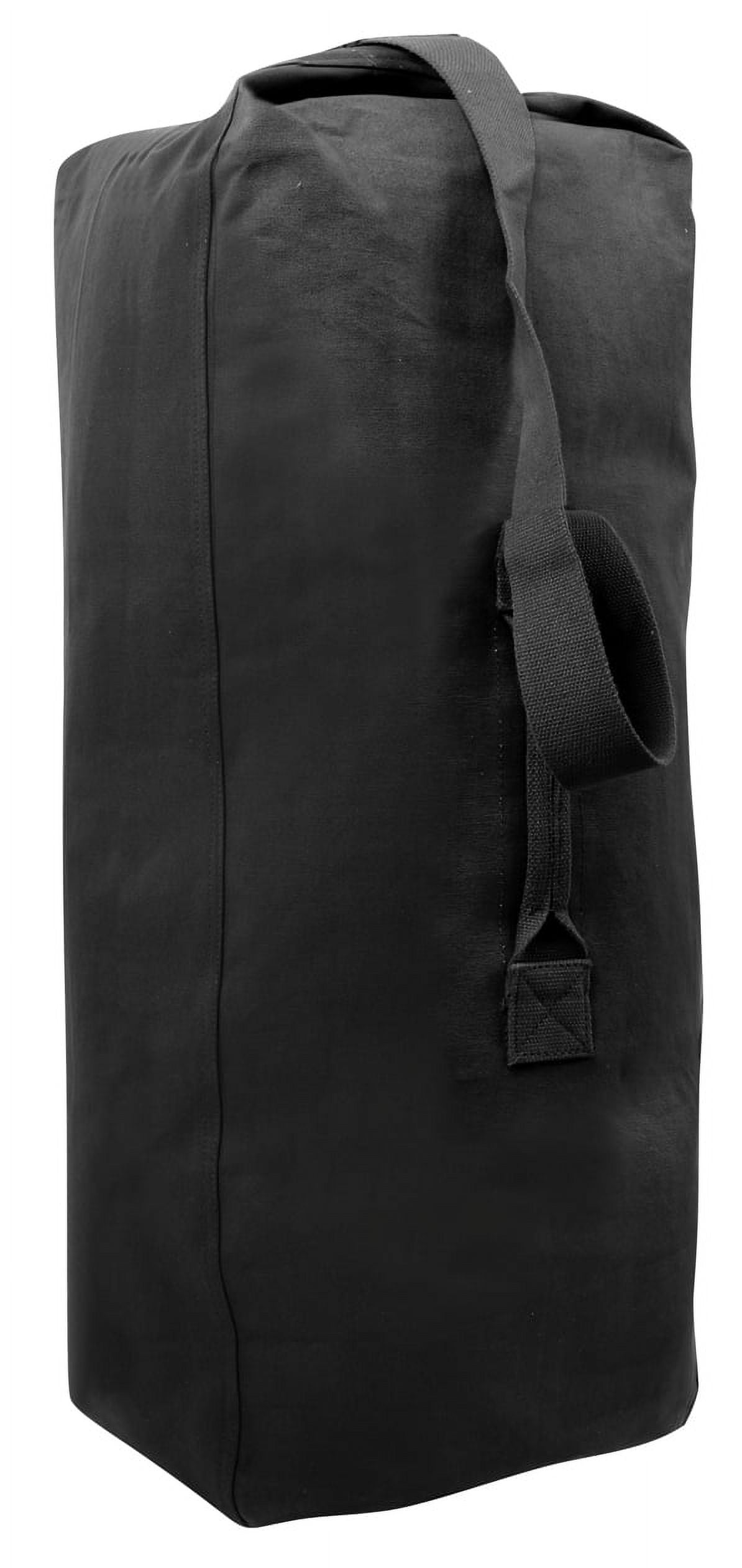 Black Heavyweight Cotton Canvas Military Duffle Bag, 21" x 36"