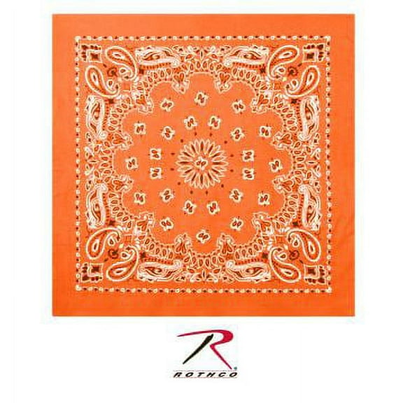 Rothco 12335 22 x 22 in. Trainmen Paisley Bandana, Orange