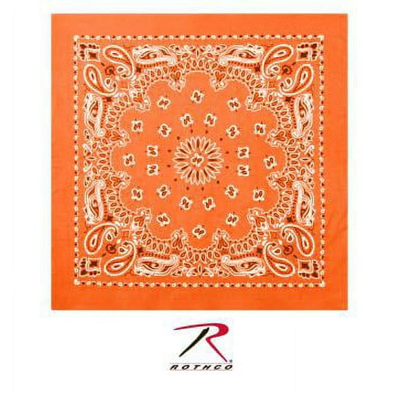 Rothco 12335 22 x 22 in. Trainmen Paisley Bandana, Orange