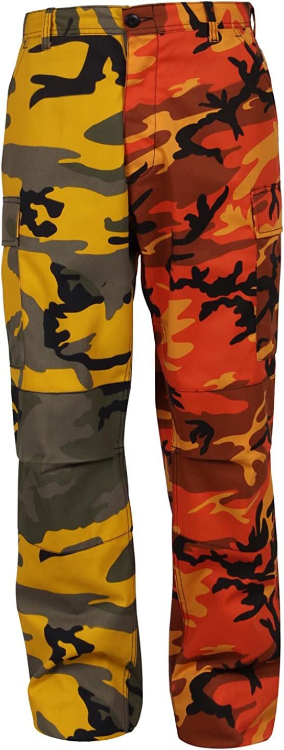 Rothco Two-Tone Camo BDU Pants Military Cargo Pants Medium Stinger Yellow / Savage Orange Camo - image 1 of 2