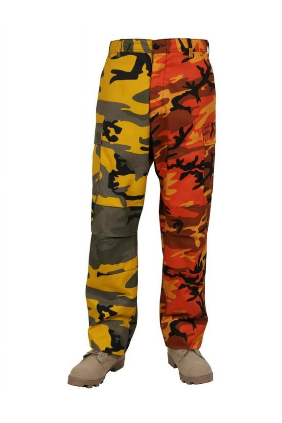 Two-Tone Camo BDU Pants, Stinger Yellow / Savage Orange Camo, XS