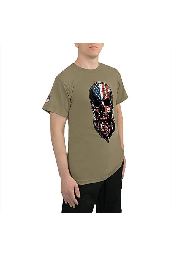 US Flag Bearded Skull T-Shirt - 10822 - 2XL