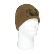 Rothco US Flag Embroidered Fine Knit Watch Cap, Coyote Brown