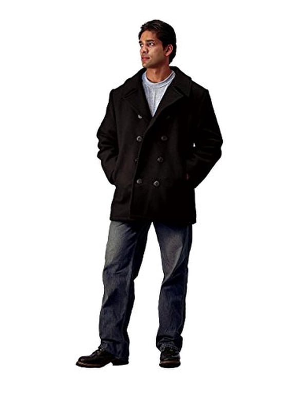 US Navy Type Pea Coat, Black, 5XL