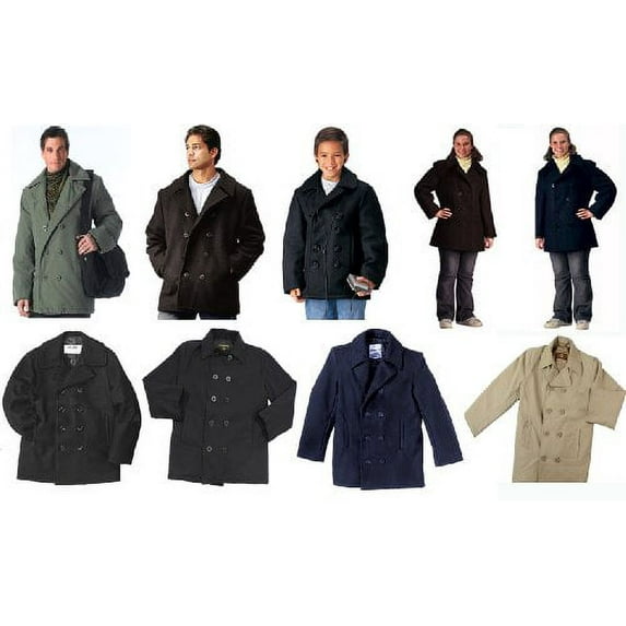 Rothco US Navy Type Pea Coat, Black, L