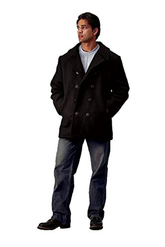 US Navy Type Pea Coat, Black, XL