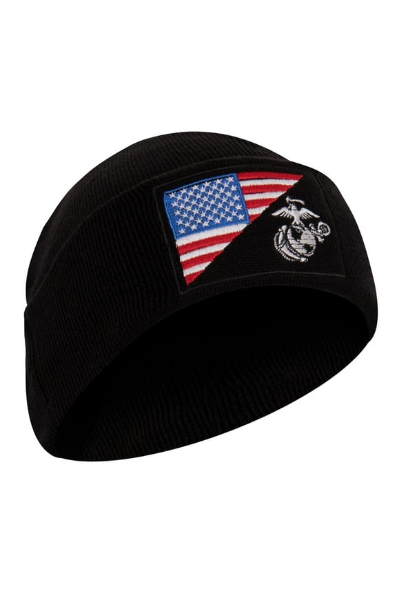 USMC Eagle, Globe and Anchor / US Flag Deluxe Fine Knit Watch Cap